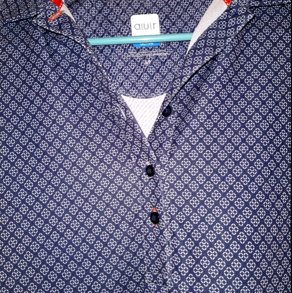 Women's dry fit golf polo navy white print